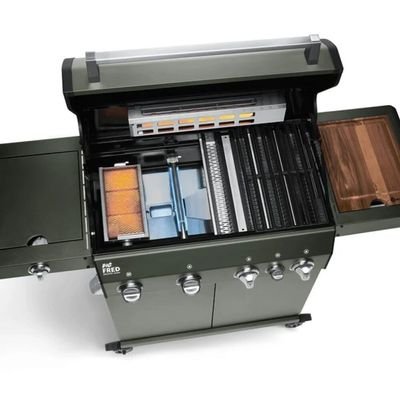 Burnhard Big Fred-Deluxe Gas Grill 4-Burner Green Edition -Stainless Steel Grates - Image 3