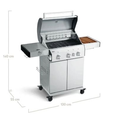 Burnhard Fred-3-Burner Gas Grill Deluxe Stainless Steel -Series 3 With Stainless Steel Grate