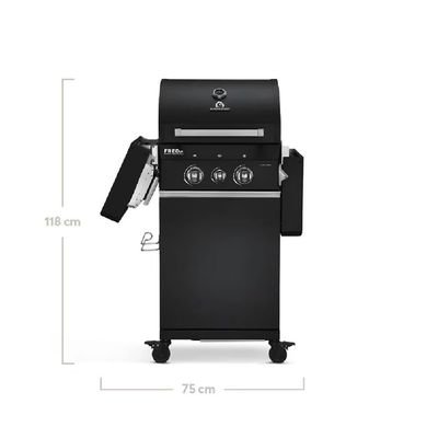 Burnhard Fred Jr- 2-Burner Gas Grill Deluxe Black Edition -Series 3 With Stainless Steel Grate