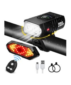 Anmi Bike Lights Set, USB Rechargeable Bicycle Light Front, Back, 1000 Lumen Bicycle Headlight and Rear Taillight with Turn Signal & Horn, Waterproof and 5,6 Lighting Modes for Night Cycling Road Mountain