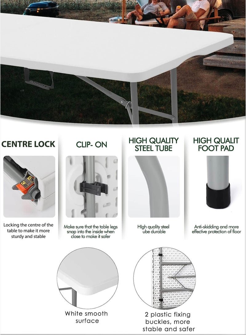 R.VIHAN Multipurpose Rectangle 152cm Centre Folding Camping Table Heavy-Duty Plastic Tabletop with Aluminium Frame Lightweight Foldable Desk Portable Collapsible Trestle For Indoor Computer Gaming Outdoor Picnics Hiking Fishing Barbecue Party Kitchen Home Bedroom Balcony Dining Living Room Garden Patio BBQ Tables Office Conference Rooms & Events School Classroom Student Study - Image 2