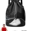 Polish'D Drawstring Backpack Gym Bag with Shoes Compartment for Soccer, Basketball, Swim, Water-Resistant String Backpack Beach Cinch for Women Men