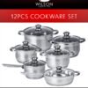 Wilson Stainless Steel Cookware Set, 12-Piece, Casseroles, Saucepan, Fry Pan, Ergonomic Handles, All Cooktop Compatible, Dishwasher Safe, Durable, Stylish Kitchen Essentials