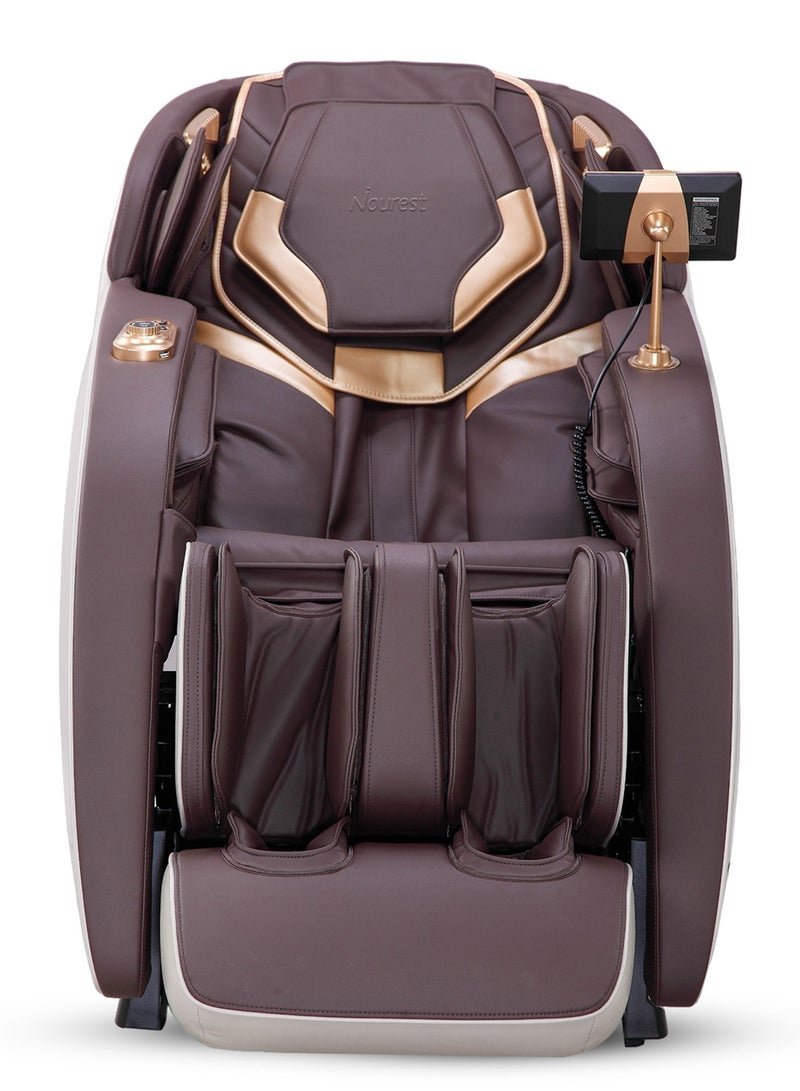 Nourest Nova 4D Full Body Massage Chair 3 Zero Gravity Position 15 Automatic Massage Programs Heating Therapy on waist & leg, Bluetooth Speakers, Voice Control - Brown