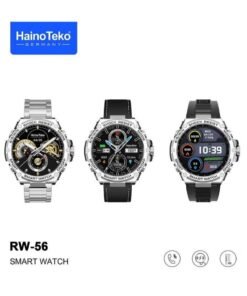 Haino Teko RW56 Round Shape AMOLED Display Smart Watch | 3 Pairs of Straps, Wireless Charger, Heart Rate Monitor, Fitness Tracker, Bluetooth Calling, Waterproof – Designed for Men & Boys (Silver)