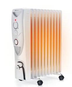 Pro Breeze Oil Filled Radiator with 11 Fins, Slim Electric Radiator, Portable Oil Heater with Builtin 24 Hour Timer, 3 Heat Settings, Adjustable Thermostat