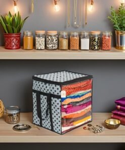 Shaping Fabric Premium Saree Storage Bag with Transparent Window and Polka Dot Design