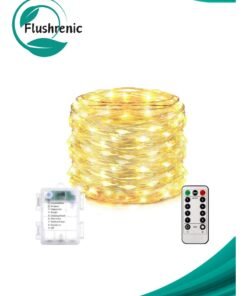 Flushrenic 100 LED light strings, waterproof fairy lights for indoor and outdoor festival decoration, waterproof battery box with 8 modes, remote control of fairy light strings, LED light strings for event lighting and decoration, decorative lights, warm white 10mm