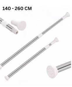 LIMOS Telescopic Shower Curtain Rod White Extends to 140-260cm