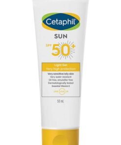 Cetaphil Sun Spf 50+ Light Gel Sunscreen, For Oily And Very Sensitive Skin, Very high protetction, Face And Body For Men And Women, Very Water Resistant, Unscented, Essential Vitamin E 50ml