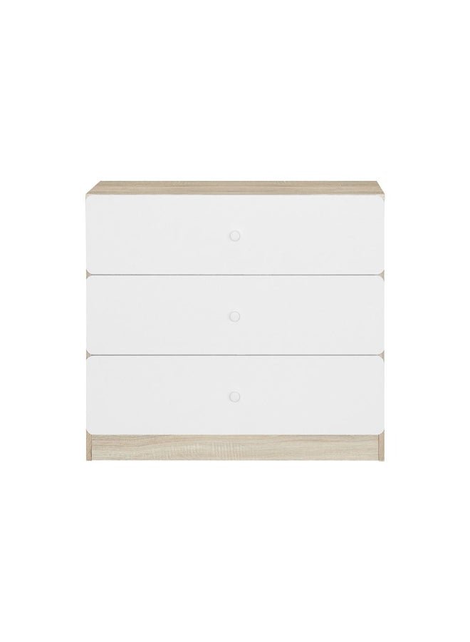 DANUBE HOME Kinder 3 Drawers Dresser Durable Vanity Table Dressing Makeup Desk With Storage Modern Design Bedroom Furniture L 80 x W 38 x H 72 cm-White & Sonoma Oak - Image 2