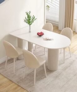 C&C Home 1-Piece Modern Design Dining Table for Kitchen White Dining Room Table Dining Room Kitchen Living Room Leisure Coffee Table 120x60x75 cm
