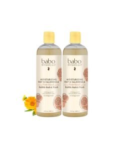 Babo Botanicals Moisturizing Plant-Based 2-in-1 Bubble Bath & Wash - with Organic Calendula & Natural Oat Milk - For Babies, Kids & Adults with Sensitive Skin - Hypoallergenic & Vegan - 15 oz - 2-Pack