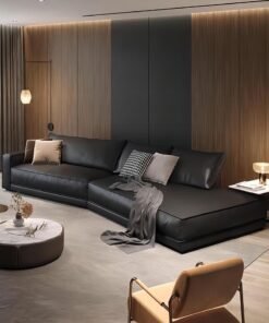 AAF FURNITURE Light Luxury Style Furniture  Combination Sofa Set Black Without Pillow