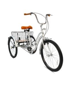 Alternative view of MOGOO Hauler Adult Tricycle - 24/26 Inch - Durable Steel Frame, Removable Rear Basket With Wheels & Wooden Base, Alloy Rims, Parking Brake, Saddle With Springs, Vintage Design, Perfect For Shopping