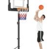 WALALLA Portable Basketball Hoop with Wheels, Outdoor 160-210CM Height Adjustable Goal System with Fillable Base, for Teens Youth Adults in Backyard/Driveway/Indoor, 81×59cm