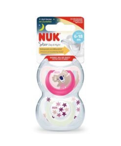 NUK Star Day & Night Silicone Soothers For 6-18 Months Baby, Assorted Pack of 2's