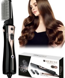 REBUNE Hair Dryer Brush 1200W Hot Air Styler 3 In 1 Electric Hair Styler Brush With 2 Attachment