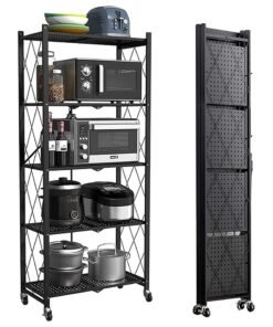 DubaiGallery 5 Tier Foldable Storage Shelf Unit Heavy Duty Storage Shelving Unit For Kitchen Garage And Laundry Bathroom Tool Organization