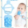 Bebiland 2PCS Baby Teething Set, Includes Baby Chew Toy and Silicone Mitten Teether Glove, Infant Soothing Pain Relief for Baby(Random Style)
