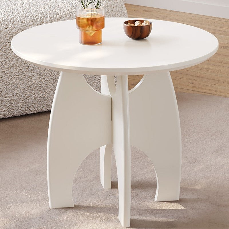 Milk white circular side table, sofa small side table, living room coffee table, cute design side table, modern style small coffee table, indoor coffee table, suitable for minimalist coffee tables in living rooms, bedrooms, and offices 60.6 * 60.6 * 50cm