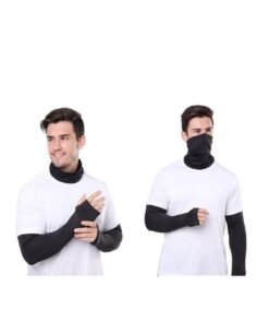 WOSAWE 3-Pieces Neck Gaiter Mask  for Men Women Bandana Face Cover Scarf Cycling Outdoors Sports Soft Elasticity Quick-dry with Cooling Ice Silk Arm Sleeves Summer UV Sun Protection - Image 3