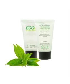 Eco Amenities Travel Size Body Wash – 72 Pack, 0.75 oz Small Tubes with Twist Cap, Green Tea Scent, Bulk Case of Individually Packaged Hotel Size Toiletries, Mini Body Wash for Guests of Airbnbs, BNBs