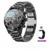 LIGE Smart Watch, IP68 Waterproof Bluetooth Phone Call Smart Bracelet, Multifunctional Smart Activity Tracker Wrist Watch With Heart Rate Blood Oxygen Monitoring, (1pc, Black, Steel Strap Plus Silicone Strap)