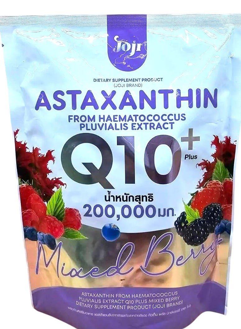 Joji Astaxanthin Q10+ Antioxidant Powder - 200g (200,000mg) | Mixed Berry Flavor | Skin & Energy Support Supplement | Sugar-Free Formula
