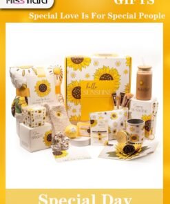 MissTiara Gifts Basket for Women - Birthday Gift Box Set Contains 15 Items Inspirational Gift,Relaxing Spa Care Package for Women Friendship,Friend Gifts for Women,Sunshine and Wellness Presents for Her