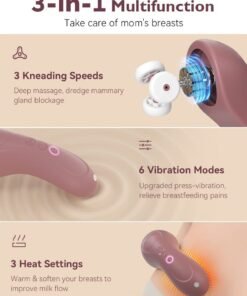 Momcozy Kneading Lactation Massager with Heat, 3-in-1 Real-Like Massage for Relieve Clogged Ducts, Breast Massager Warming for Breastfeeding, Improve Milk Flow, Dusty Rose - Image 4