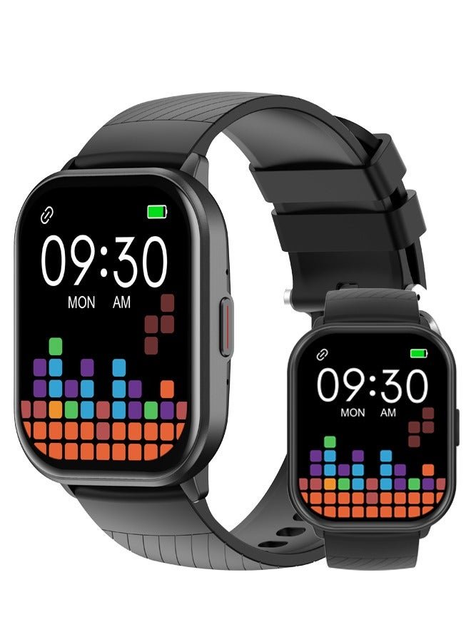 RollsTimi Casual Smartwatch For Women Men,2.1 inch Screen Fitness Tracker, Heart Rate Sleep Monitor IP68 Waterproof Sport Smartwatch,Black