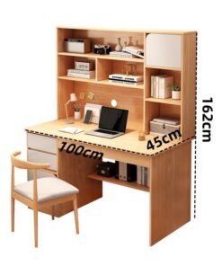AUTOYSUR Computer Desk,Large Standing Desk, Easy-to-Assemble Study Desk For Home, Bedroom, Office Durable Wood Table,Storage Shelves Ideal For Gaming Working And Learning,100x45x162cm (Light Walnut)