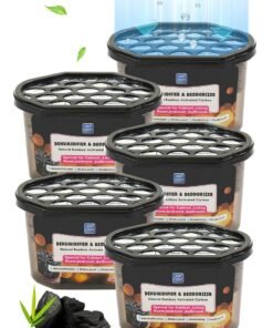 Air OMA 5 Pack Moisture Absorber Bamboo Charcoal Mold-proof Deodorizing Desiccant Household Dehumidifier Boxes Fragrance-Free Humidity Absorber for Bathroom Closet Wardrobe Kitchen 600ml