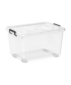 Cosmoplast 33L Clear Plastic Storage Box With Wheels & Lockable Lid Assorted 33.0Liters