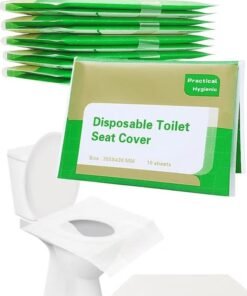 50 Pcs Toilet Seat Covers Disposable,Flushable Portable Travel Toilet Seat Paper Cover for Adults,Kids Potty Training,Travel,5 Individually Packing