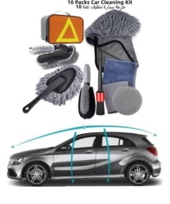 Motim 10 Pieces Car Wash Cleaning Kit, Car Interior Exterior Detailing Tools Set, Tire Brush Polishing Towel Cloth Wash Sponge Cleaning Gloves Mitt Towels Detailing Brush Kit for Car Bike Home and Multi Purpose Cleaning