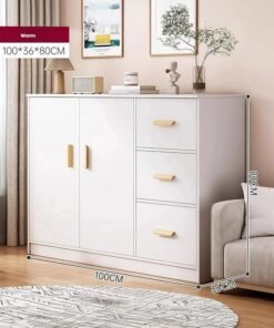 JOMILA Wooden Side Cabinet, Modern Storage Cabinet, Floor Document Cabinet with Wheels, Filing Cabinets, Office Cabinet (White)