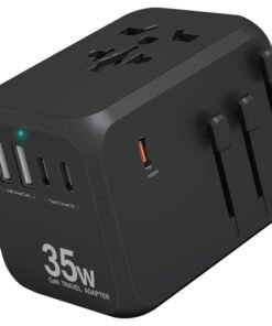 Vera Collect Universal GaN Travel Adapter, 35W International Power Adapter with 2 USB-A & 3 USB-C Ports PD Wall Charger - Worldwide Travel Essentials, European Travel Plug Adapter for UK/US/AU
