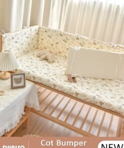 DUNISO Cot Bumper, Crib Bumper, Breathable Mesh Cot Liner, Crib Rail Cover, Baby Boys Girls Nursery Breathable Crib Bed Liner Bumper Baby Crib Rail Cover Protector Guard Padded Cot Rail Wrap for Side Front Rails