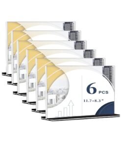Acrylic Sign Holder A4, T Shape Table Top Display Stand, Poster Menu Holder Double Sided Display Stands for Restaurant, Hotel, Promotions, Photo, Documents & More(A4, 6 Pack)