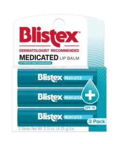 Blistex Medicated Lip Balm, 0.15 Ounce, 3 Count Prevent Dryness & Chapping, SPF 15 Sun Protection, Seals in Moisture, Hydrating Lip Balm, Easy Glide Formula for Full Coverage