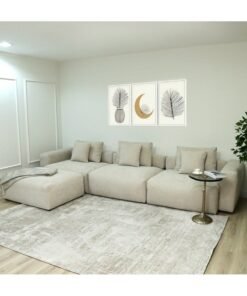 VANITY LIVING Viano L-Shape Cloud Sofa – Beige, Modern Upholstered Corner Couch, Plush Comfort Seating for Living Room