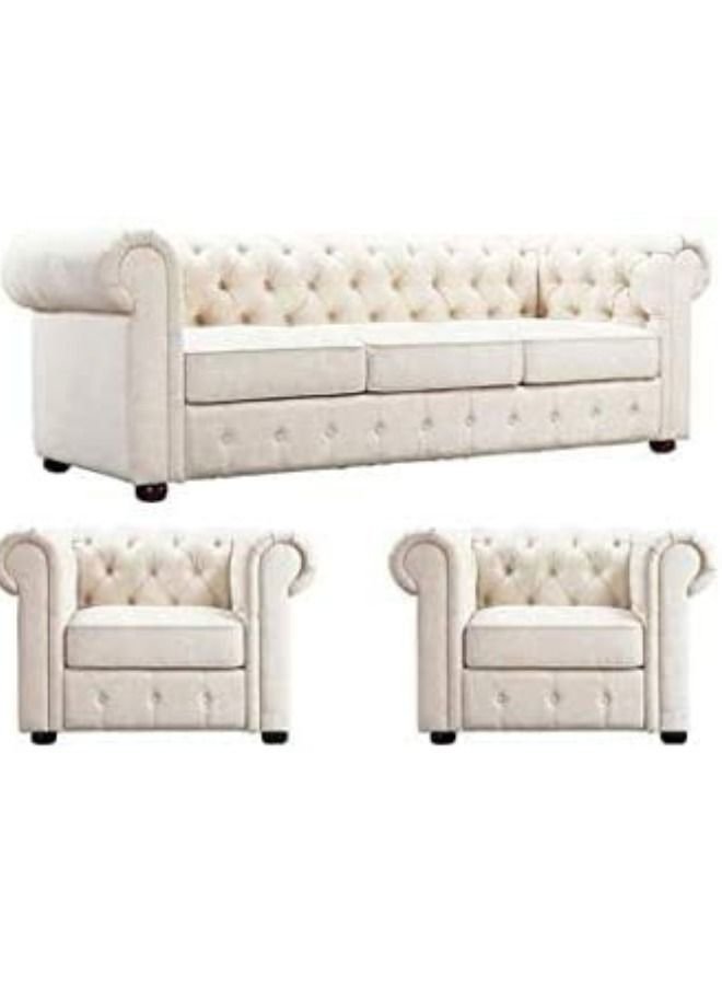 Maharat Al Bahar 5– Seater Sofa Set Fabric With 5 Pillow Beige 220x90x80