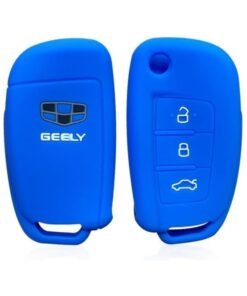7Cylinder Silicone Cushioning Key Fob Cover Compatible with Geely, Azkarra, Binary, Coolray, Emegrand, EC7, GS, Monjaro, Okavango, Sport X7 - 2Pcs, Blue, 3 Buttons.