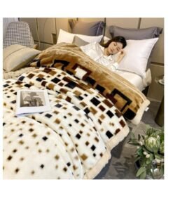 BAIG Double Layer Winter Thick Raschel Mink Weighted Microfiber Super King Size Blanket For Double Bed Soft Warm Heavy Fluffy Throw Blankets SS123 200 x 230 cm-Multicolour