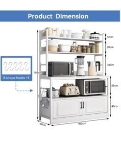 FAMAPY Multipurpose Storage Cabinet Coffee Corner Kitchen Sideboard White 100 * 40 * 158cm Engineered Wood