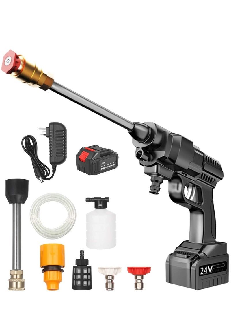 ELTRAZONE 24V Cordless Portable Washer Electric High Pressure Cleaner Machine 30Bar Lithium Battery Handheld Car Cleaning Device With Foam Generator Nozzle Water Pump