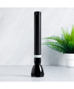 GEEPAS Rechargeable LED Flashlight 357MM|  Aluminum Body Hyper Bright 10W T6 LED | Charge 1500 Times, 6 Hours Continuous Working with 6000mAh Rechargeable Battery| GFL3858 Black/White