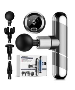 Necomi Mini Massage Gun, Deep Tissue Massager, Handheld Travel Massager, 6 Speed with 4 Massage Heads, Muscle Massager for Back Pain Relief